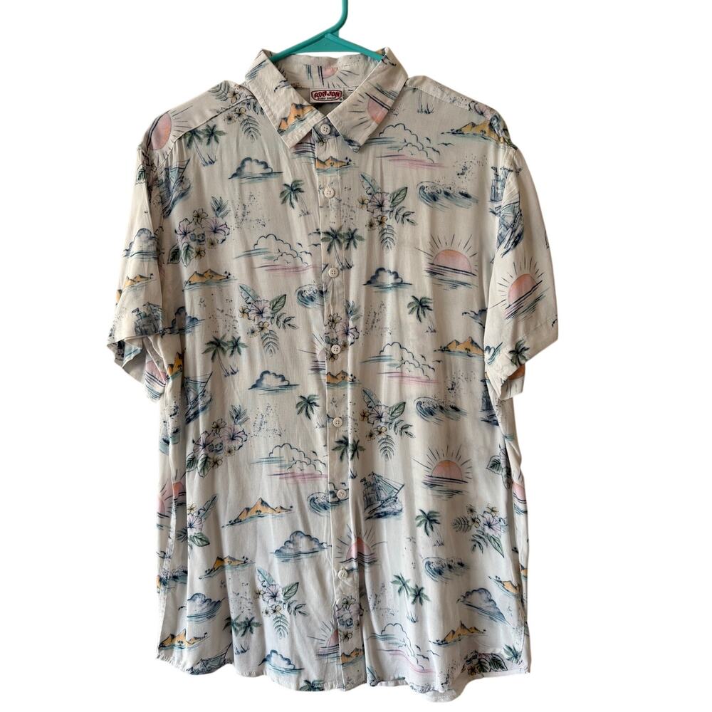 NWOT Ron Jon Surf Shop Men's Water Color Beach Button Down Shirt SZ M